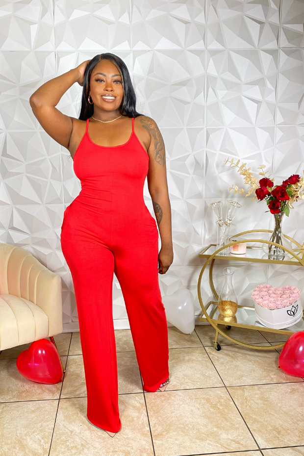 Draped Front Jumpsuit | Equestrian Red